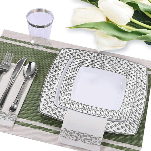 Bandeja Cuadrada de Plástico con Borde Dorado y Detalles Diamantados - Image 23