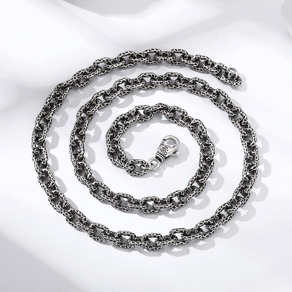 Collar de Plata Esterlina S925 con Patrón de Meteorita para Hombre
