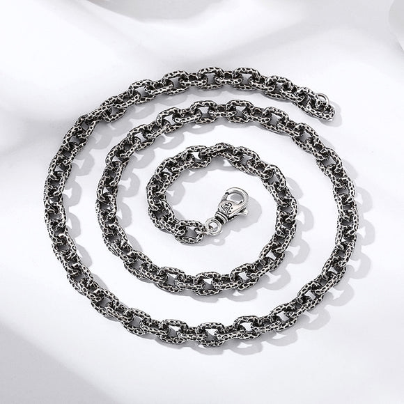Collar de Plata Esterlina S925 con Patrón de Meteorita para Hombre