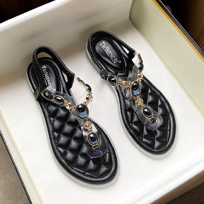 Chanclas Planas con Strass Estilo Romano Talla Grande - Image 7