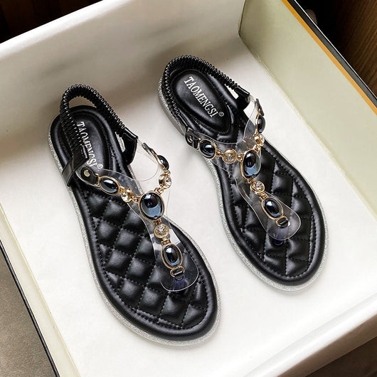 Chanclas Planas con Strass Estilo Romano Talla Grande - Image 7