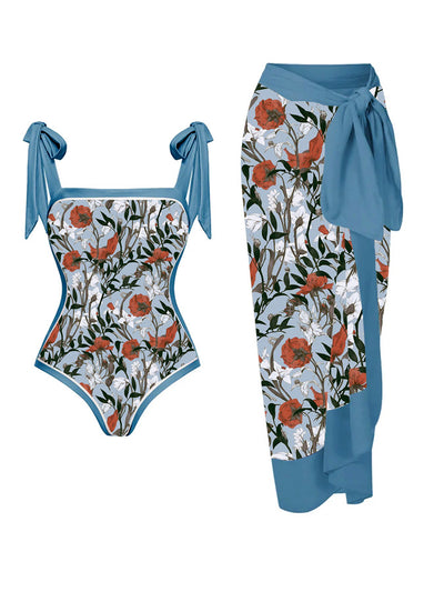 Traje de Baño Dos Piezas Chiffon con Falda Cadera Estampada - Image 32