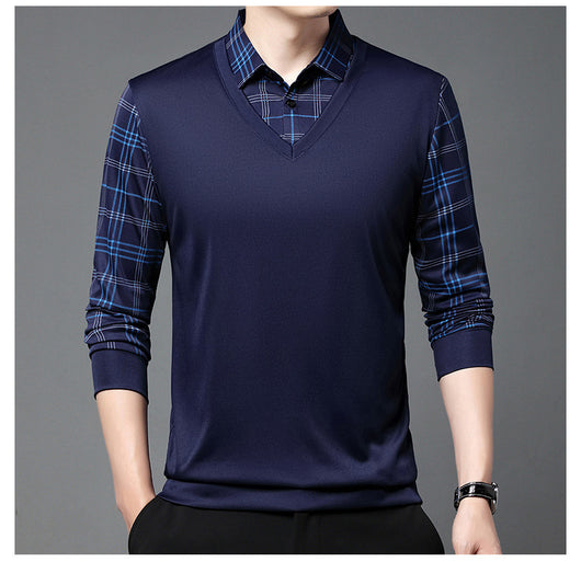 Suéter Tipo Camisa Falsa Dos Piezas para Hombre - Manga Larga Otoño - Image 22