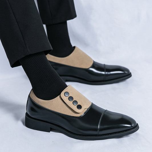 Zapatos de Cuero Slip-On con Punta Redondeada para Hombre