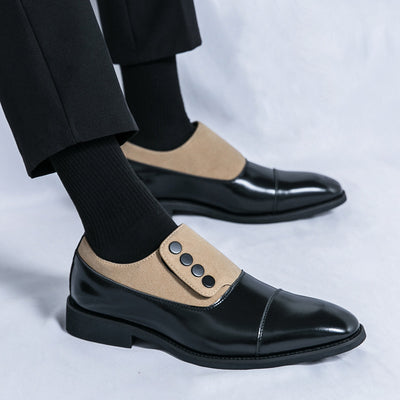 Zapatos de Cuero Slip-On con Punta Redondeada para Hombre