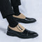 Zapatos de Cuero Slip-On con Punta Redondeada para Hombre