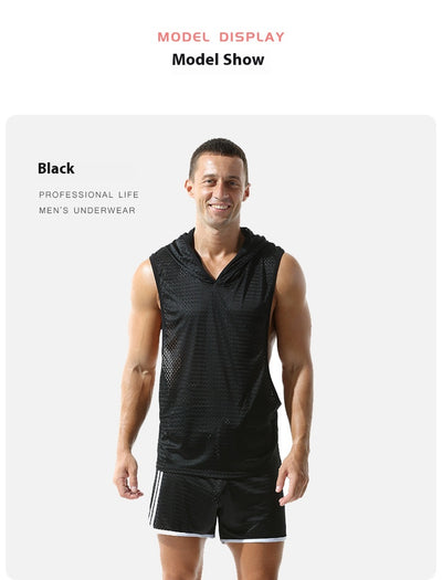Chaleco Deportivo Mesh Capucha Hombre - Diseño Sólido - Image 14