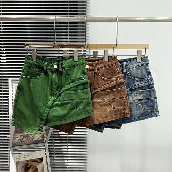 Falda Denim Cintura Alta Corte A