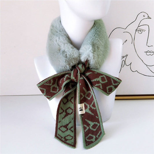 Bufanda Cuello de Piel Pata de Gallo Estilo Coreano - Abrigo Grueso Invierno Mujer