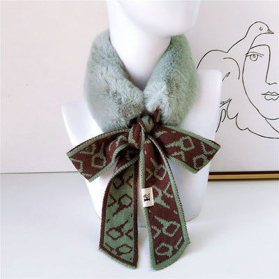 Bufanda Cuello de Piel Pata de Gallo Estilo Coreano - Abrigo Grueso Invierno Mujer