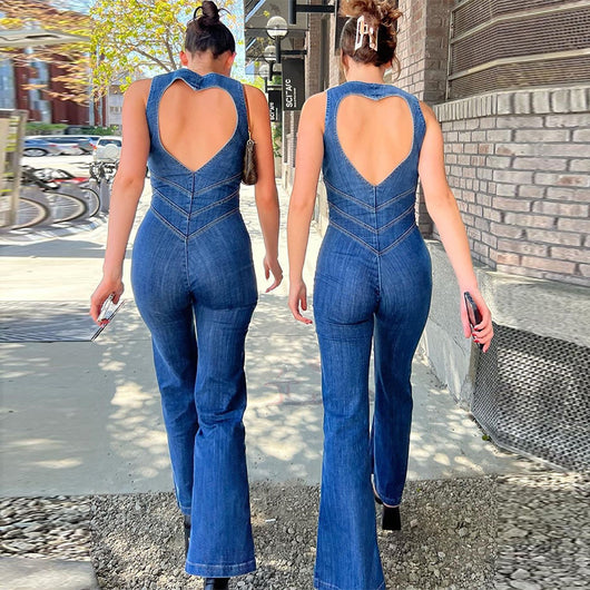 Mono Denim Retro Cintura Alta Ajustado para Mujer - Image 13