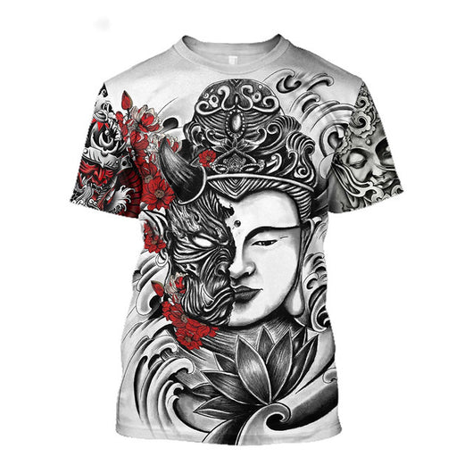 Camiseta Hombre Samurái 3D Cuello Redondo Diseño Impreso Suelta - Image 3