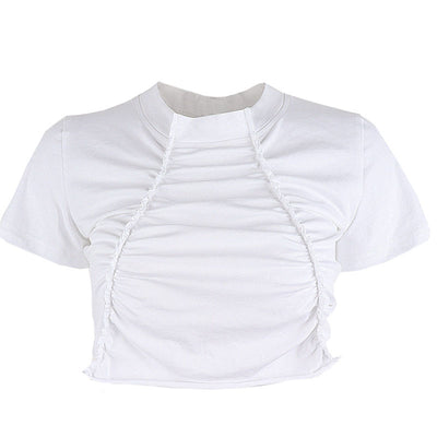 Blusa de Verano con Diseño de Pliegues y Costuras Europeas - Image 2