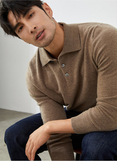 Suéter Tipo Polo de Cachemira Pura para Hombre - Image 14