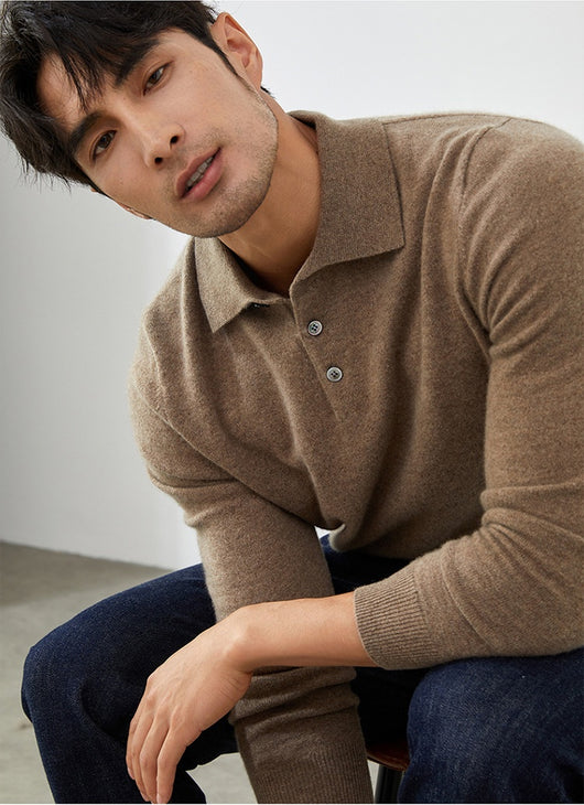 Suéter Tipo Polo de Cachemira Pura para Hombre - Image 14
