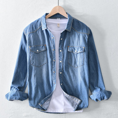 Camisa Vaquera Clásica de Manga Larga para Hombre en Blanco - Image 6