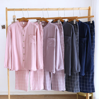 Pijama de Gasa de Algodón para Hombre - Primavera y Otoño - Image 11