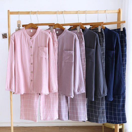 Pijama de Gasa de Algodón para Hombre - Primavera y Otoño - Image 11