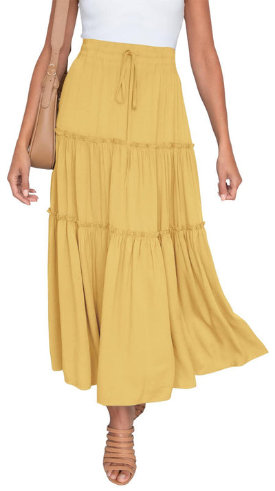 Vestido Maxi Plisado de Cintura Alta Elástica para Mujer - Image 10