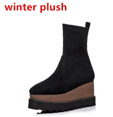 Botas Plataforma Wedge Punta Cuadrada con Stretch - Image 7