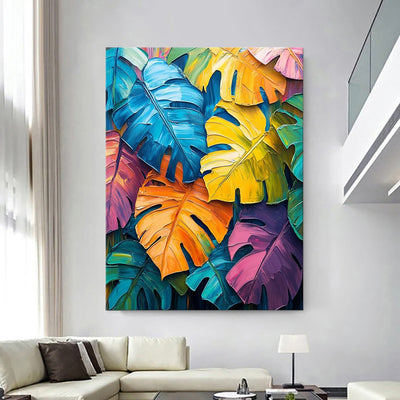 Cuadro Decorativo Pintura al Óleo Artesanal - Tortuga Dopamina con Bambú Verde