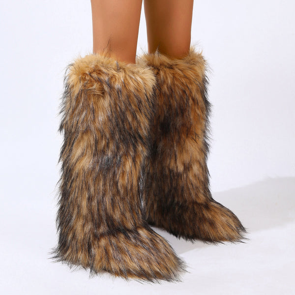 Botas Altas de Invierno con Forro Cálido y Suela Plana