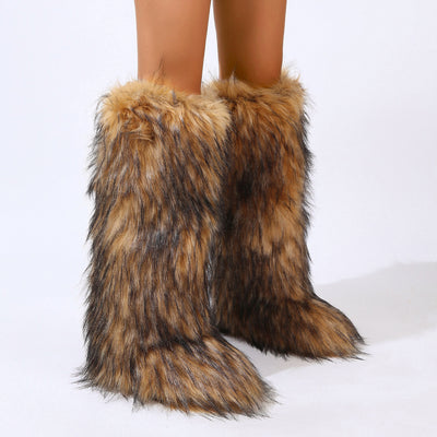 Botas Altas de Invierno con Forro Cálido y Suela Plana