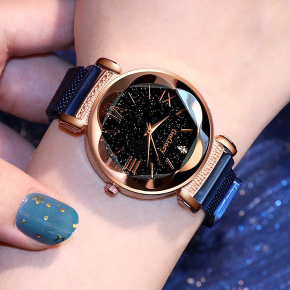 Reloj de Cuarzo para Dama con Malla Diamond Point, Diseño Simple y Elegante