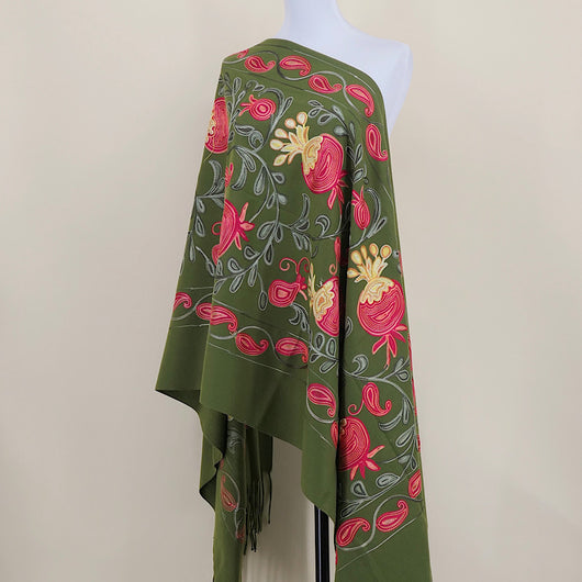 Chal de Cachemira con Bordado de Flor de Granada - Image 22