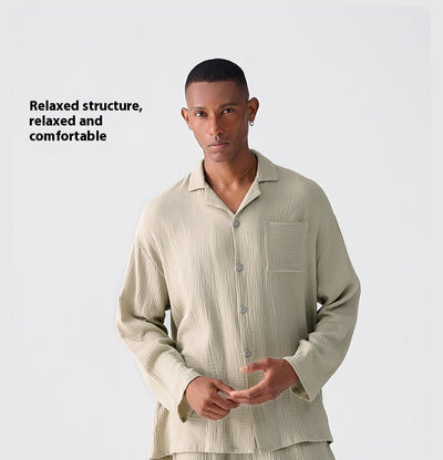 Pijama Hombre Gasa Tejida Primavera Otoño Ligero y Cómodo - Image 11
