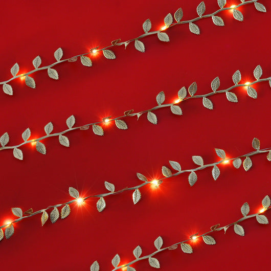 Cadena de Luces LED Hojas Doradas y Plateadas - Decoración Rattan - Image 6