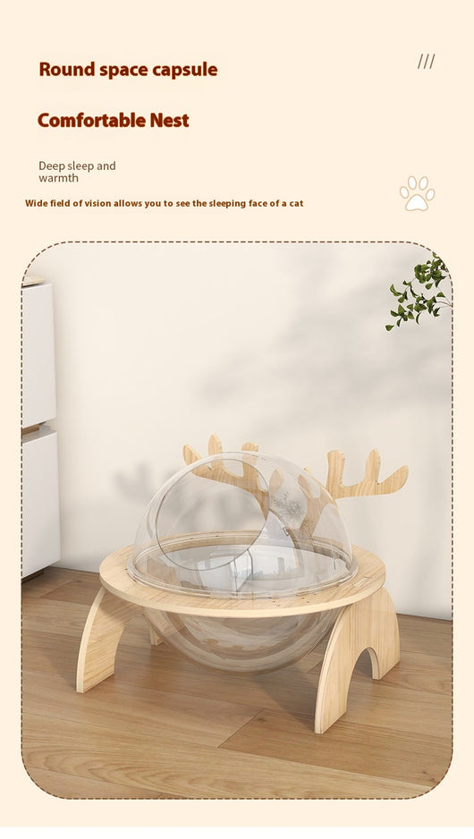 Cama Cápsula Espacial para Gatos en Madera Maciza - Nido Versátil Cuatro Estaciones - Image 6