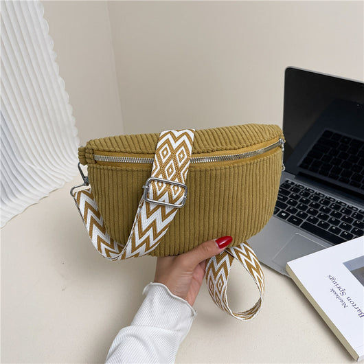 Bolsa Bandolera de Pana para Mujer - Bolso Cruzado de Hombro Único - Image 8