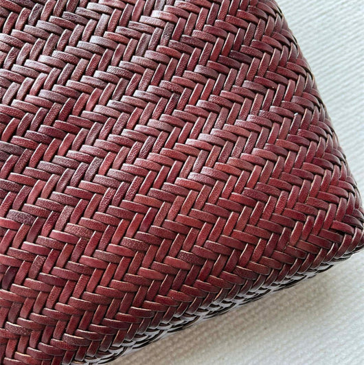 Bolso Tote de Cuero Genuino Tejido Hecho a Mano - Image 4