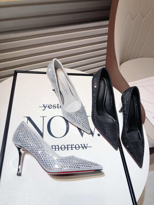 Zapatos de Tacón Stiletto Plateado Puntiagudo para Bodas y Banquetes - Image 3