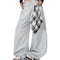 Pantalón Ancho Suelto con Pañuelo Cuadriculado Retro Desmontable