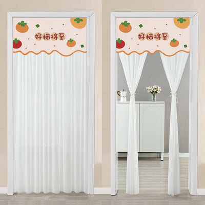 Double-layer blackout doorway curtain with a light blue top featuring a cartoon bear and "LUCK DAY!" text. - Image 8