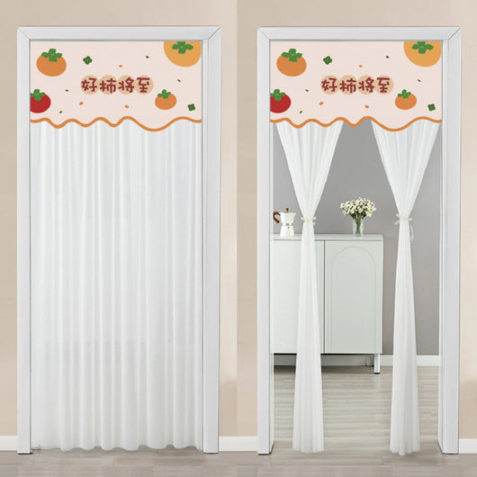 Double-layer blackout doorway curtain with a light blue top featuring a cartoon bear and "LUCK DAY!" text. - Image 8