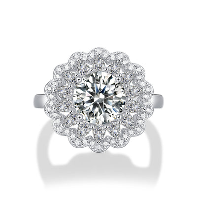 Anillo de Plata S925 con Moissanita Floral Ajustable para Mujer - Image 5