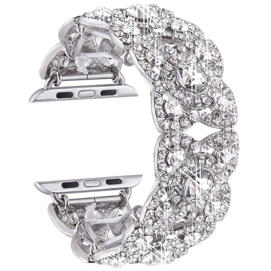 Correa de Reloj Metal Flor de Cuatro Pétalos con Diamantes - Image 3