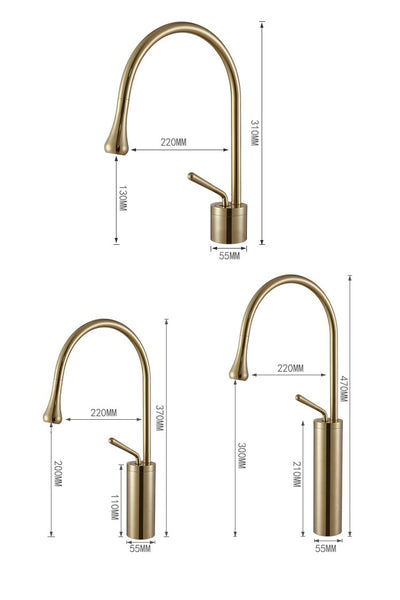Grifo de Lavabo Giratorio en Cobre Dorado con Diseño Gota de Agua - Image 34