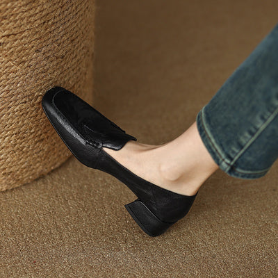 Mocasines Mujer Tacón Robusto Punta Cuadrada Elegantes - Image 19