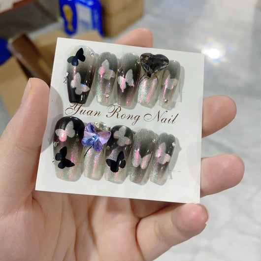 Uñas Postizas Adhesivas con Diseño Mariposa Fantasma - Image 10