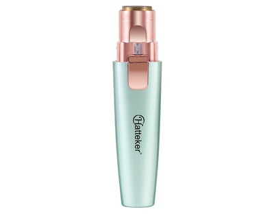 Two mint green and rose gold 2-in-1 electric eyebrow shaping devices with USB cables and packaging. - Image 23