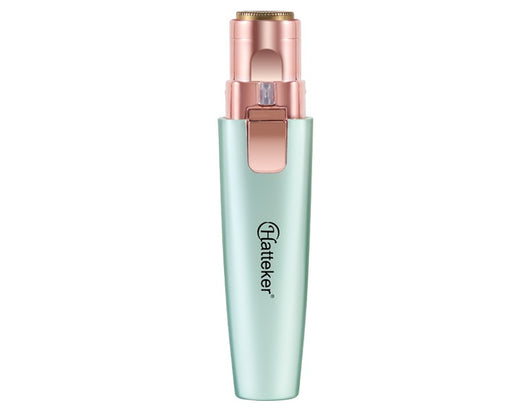Two mint green and rose gold 2-in-1 electric eyebrow shaping devices with USB cables and packaging. - Image 23