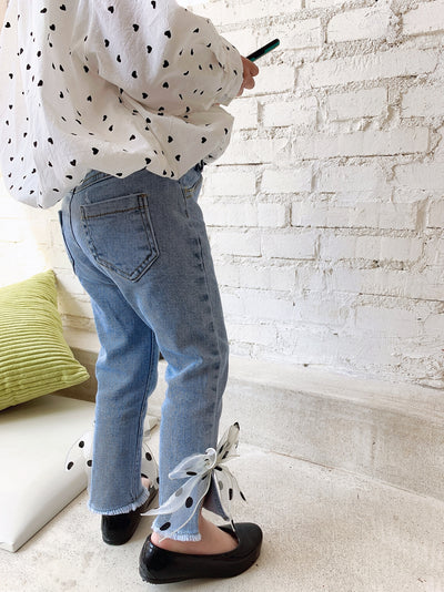 Pantalones Infantiles Estilo Occidental con Moño en los Tobillos - Versión Coreana - Image 8