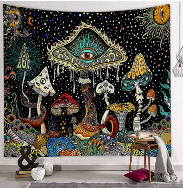 Tapiz de Poliéster con Diseño de Hongos y Calavera para Dormitorio - Image 9