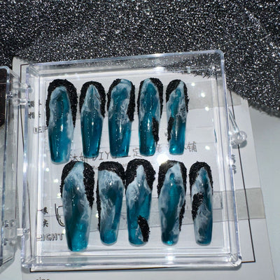 Uñas Artísticas Transparentes con Diseño Degradado Pintado a Mano HAILANG - Image 3