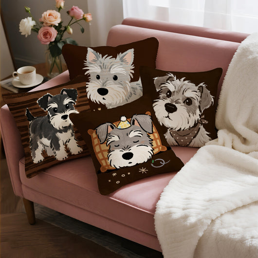 Funda de Almohada Schnauzer Adorable - Diseño Cartoon Perro - Image 13