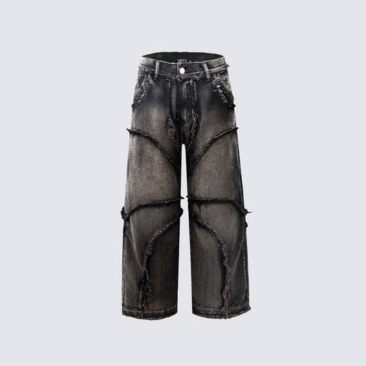 Jeans Vintage Estilo Urbano con Bordes Crudos